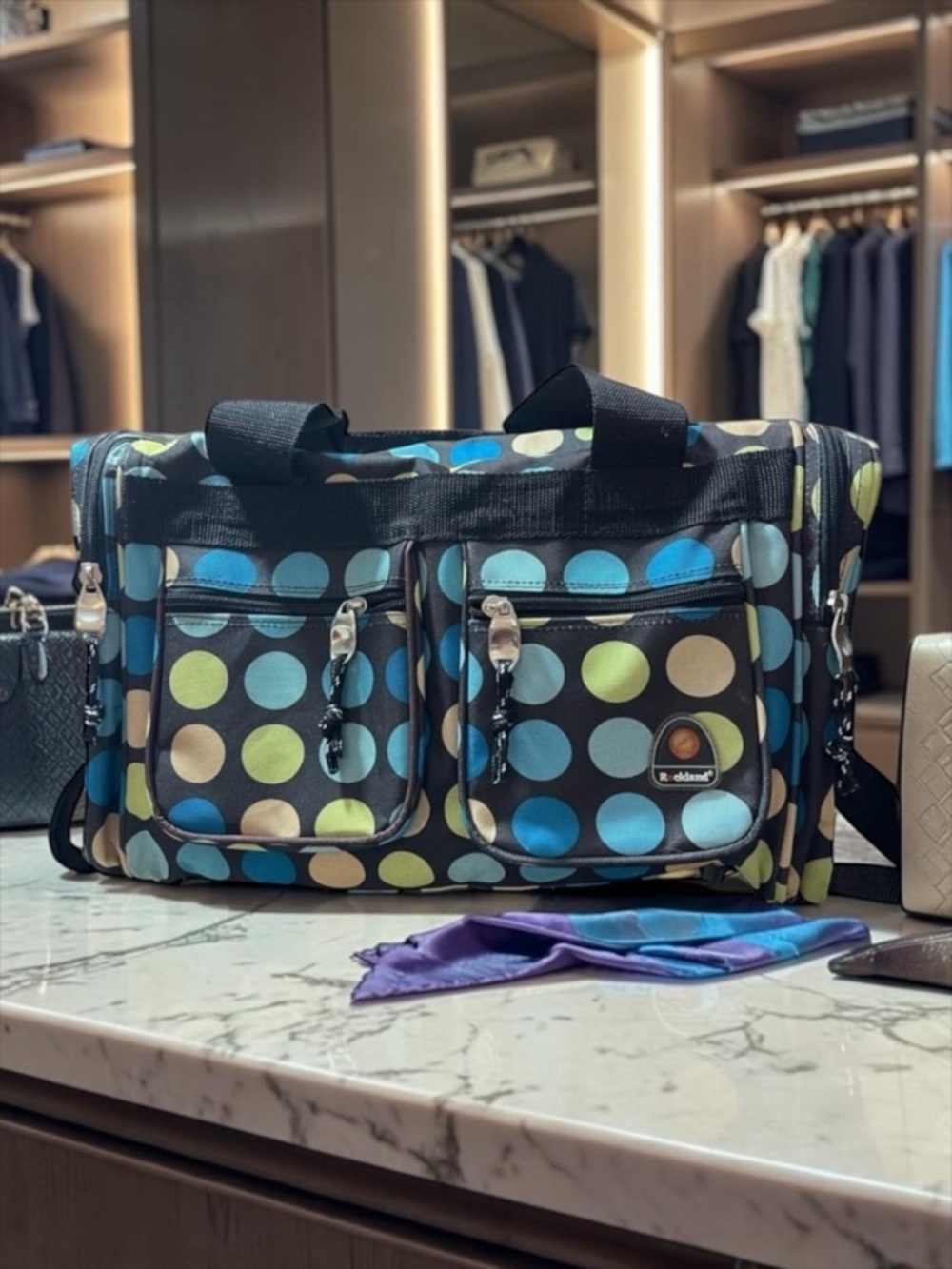 Rockland travel bag duffel luggage polka dot 19” tote casual contemporary bag​​​